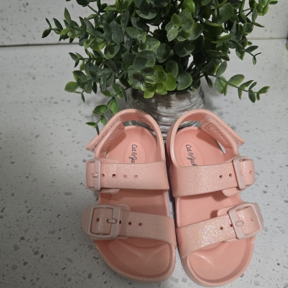 Cat & Jack Peach Glitter Kids Sandals